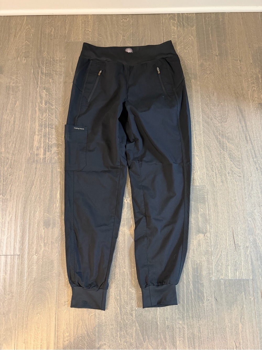 healing hands Black Women's Jogger Pants with Zip Pockets SIZE XS
